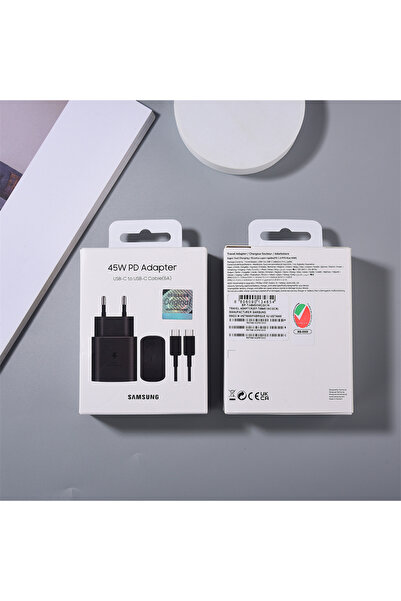 Samsung مجموعة شاحن USB C أسود من الاتحاد الأوروبي بقوة 45 وات للشحن السريع ل...