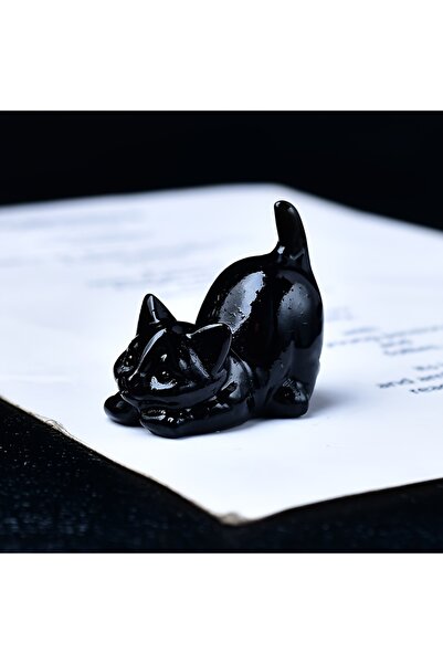 Choice حجر السج قطعة واحدة مصنوعة يدويًا على شكل قطة من الكريستال المنقوش 3.5...