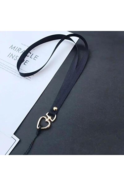 Choice حزام هاتف أسود قطعة واحدة معدني على شكل قلب عالمي للرقبة وحزام كروس قا...