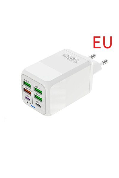Choice EU White 150W 6 Ports USB Charger PD Fast Charging Charger Wall Adapte...