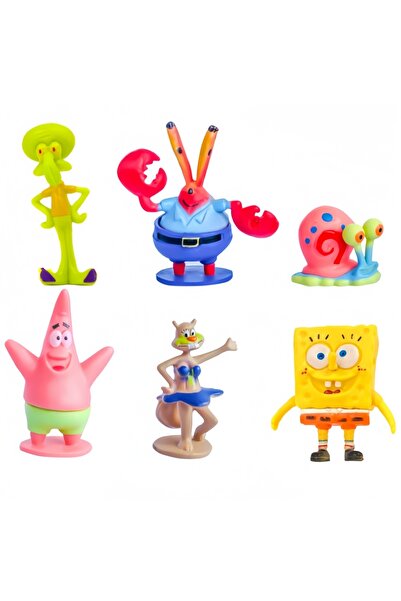 Choice مجموعة من 6 قطع من زينة الكيك على شكل سبونج بوب كاواي، زينة على شكل دمى أنمي باتريك، زينة الكيك المخبوزة