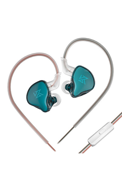 Choice سماعات أذن KZ EDCX ديناميكية سلكية مزودة بميكروفون، لون سماوي، مزودة ب...