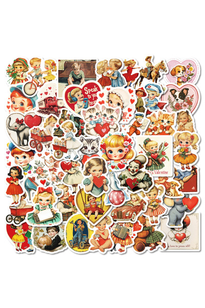 Choice MULTICOLOR 50Pcs Vintage Aesthetic Stickers Retro Cute Girl Decals for DIY Helmet Guitar Phone Lapto