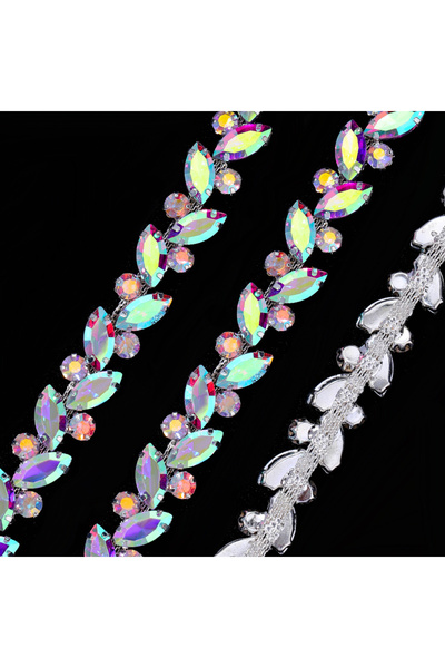 Choice1 90CM-1Yard AB-15MM 90CM/Yard Crystal Glass Rhinestone Chain Sew on Fo...