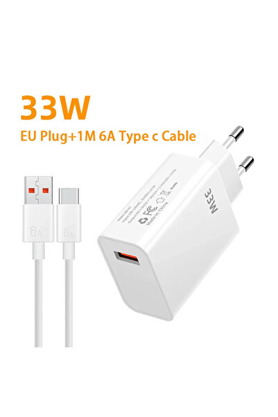 Choice EU Plug and Cable 33W USB Fast Charger 6A Type-C Cable QC 3.0 Mobile P...