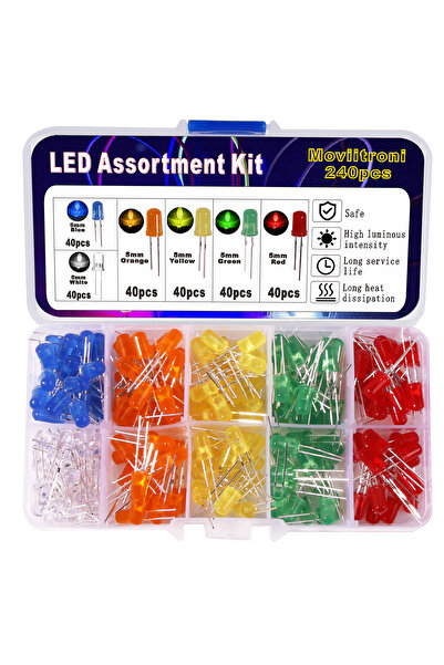 Choice4 مجموعة متنوعة من مصابيح الصمام الثنائي LED Color5mm-240، 240 قطعة، 3 ...