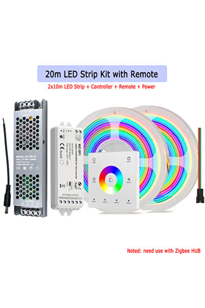 Choice طقم 20 مترًا مع جهاز تحكم عن بعد 10 أمتار 20 مترًا من Tuya Zigbee COB ...