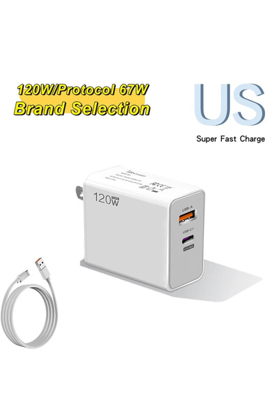 choice2 White Set US PD USB 120W Fast Charging Mobile Phone Charger For iPhon...