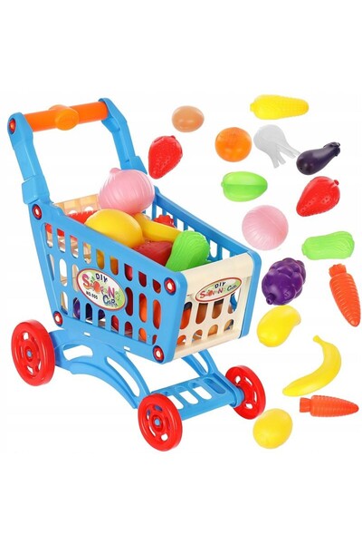 PROCART Supermarket trolley, 16 foods included, height 31 cm, length 30 cm, multicolor