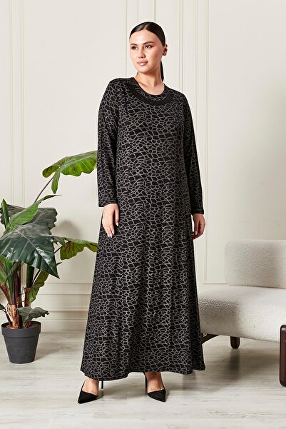 Ferace Women's Plus Size Collar Stone Embellished Combed Cotton Dress