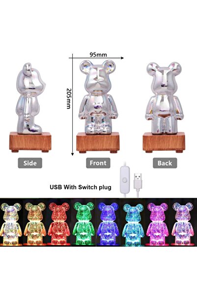 Choice مصابيح الألعاب النارية LED بمقبس USB، ضوء ليلي ثلاثي الأبعاد على شكل دب، جهاز عرض USB قابل للتعتيم، جو ملون، سطح مكتب