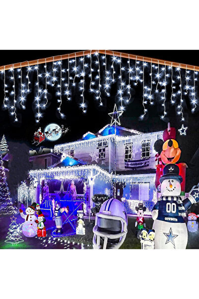 Choice قابس الاتحاد الأوروبي 220 فولت أبيض 5 أمتار من سلسلة أضواء LED لعيد الميلاد على شكل جليد متدلية من 0.4 إلى 0.6 متر تيار متردد 220 فولت جارد