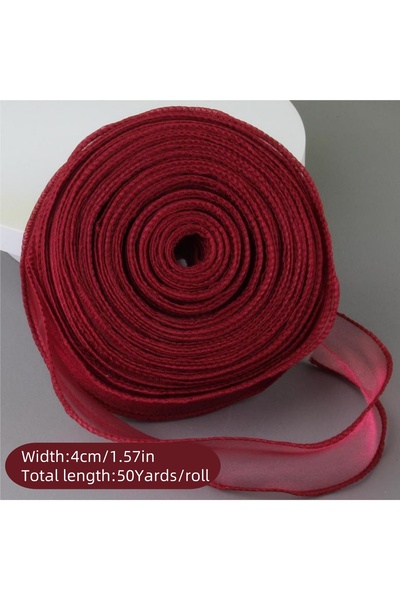 Choice 4cm 50Yards-Wine Red 10/50Yards Chiffon Silk Ribbon Organza Satin For ...