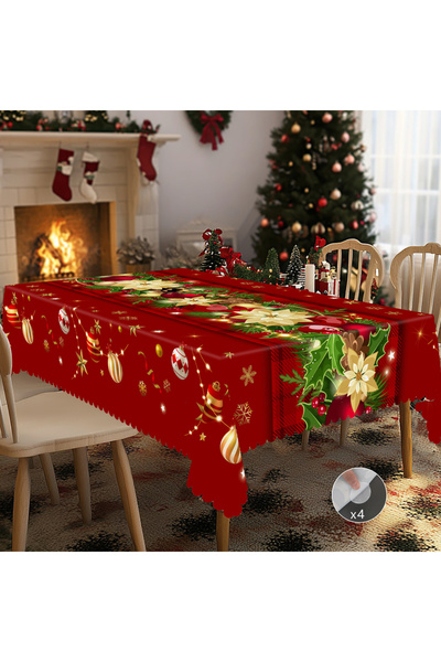 Choice 152X220Cm S189 1 Piece Merry Christmas Themed Red Printed Tablecloth, ...