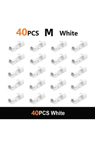 Choice مشبك أبيض 40 قطعة 20/40 قطعة منظم كابلات مشابك إدارة الكابلات مدير الأ...
