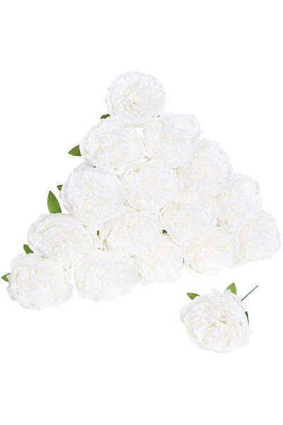 Choice 10 قطع بيضاء 3/5/10 قطع 20 سم رؤوس زهور الفاوانيا الاصطناعية مع جذع لد...