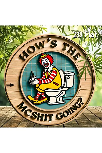 Miniso لافتة حائط ألومنيوم مستديرة مسطحة ثنائية الأبعاد مقاس 20×20 سم، قطعة واحدة بتصميم مهرج عتيق - "كيف حالك؟"