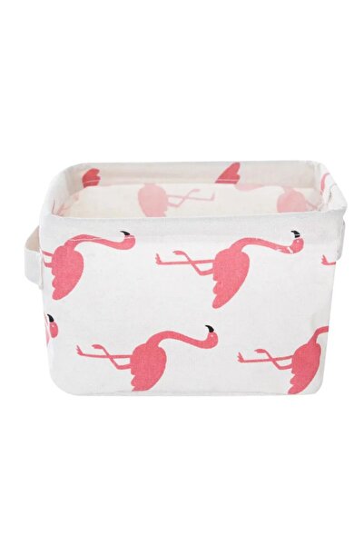 Choice White Flamingo 1pc Cotton Linen Fabric Waterproof Desktop Sundries Basket Storage Box Cosmetic Toy O