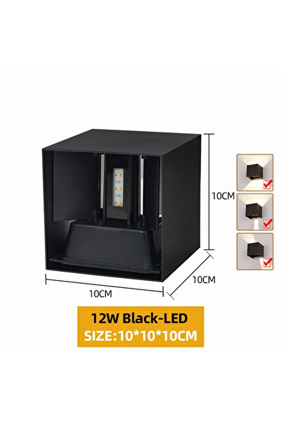 Choice 12W Black-LEDS Warm light 3000K Aluminum LED Wall Lamp Outdoor Waterpr...