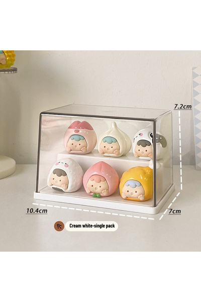Choice cream-white-1PCS Acrylic Display Case for Mini Figure Transparent Stackable Display Box Storage Orga
