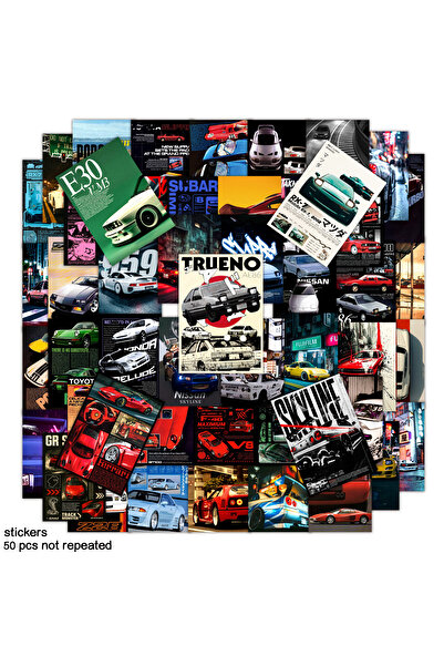Choice 50Pcs 50PCS JDM Retrofit Racing Car Graffiti Stickers for Laptop Skateboard Luggage Guitar Bike Wate