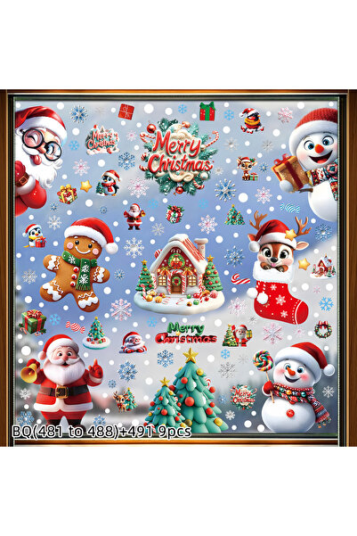 Choice ملصقات ثابتة لعيد الميلاد، 9 قطع، 2025 - رجل خبز الزنجبيل، رجل ثلج، ند...