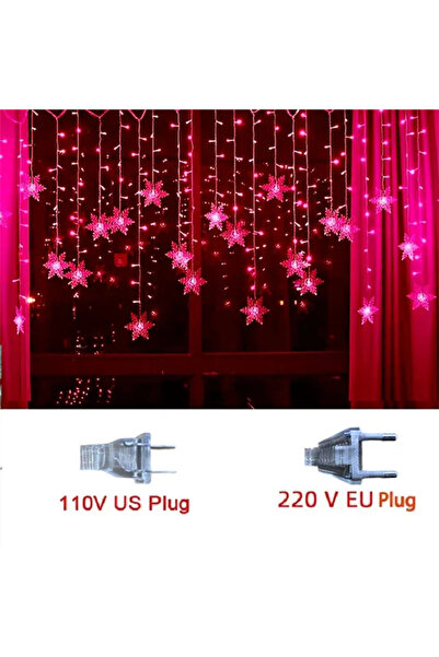 Choice زينة عيد الميلاد الحمراء 2024 ستارة نافذة ندفة الثلج أكاليل إضاءة جليد...