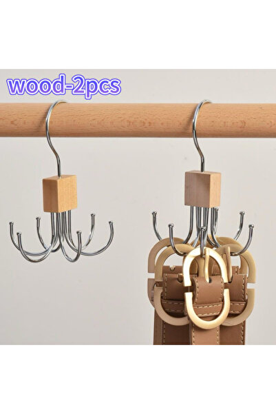 Choice حامل تخزين خشبي مكون من قطعتين، مزود بخطاف متعدد المخالب، وحقيبة معدني...