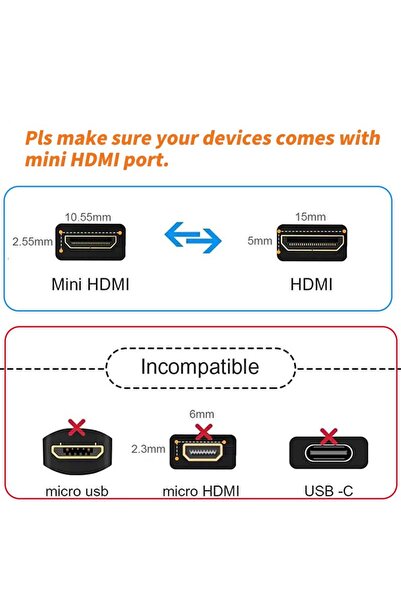 Choice كابل HDMI بطول 1.8 متر من HDMI إلى Mini HDMI 8K Mini HDMI 4K 120Hz كاب...