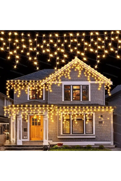 Choice 220V EU Plug Warm White Outdoor Galand Pillar Curtains Fairy Lamp Lighting Waterproof Waterfall 8 Li