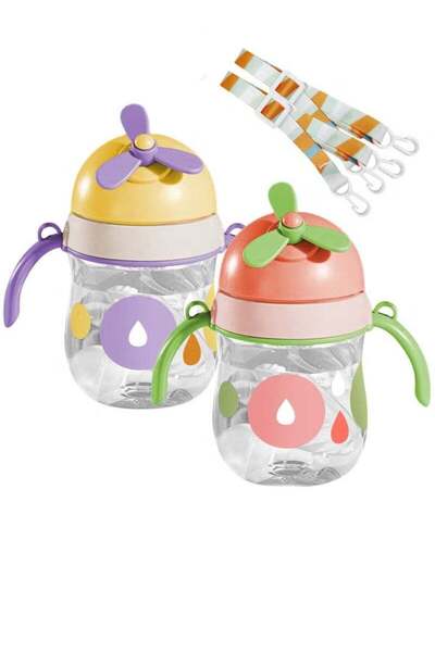 Gonice 2PCS Baby Straw Sippy Cups 250ml (Purple+Pink)