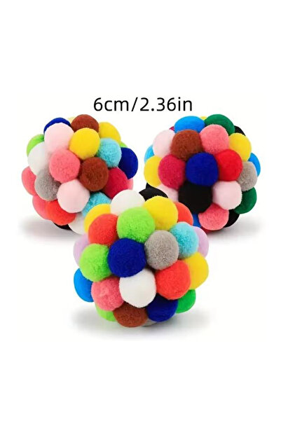Choice مجموعة كبيرة من 3 ألعاب للقطط، لعبة حيوانات أليفة، لعبة كرات قطط محشوة، جرس نطاط للحيوانات الأليفة، لعبة كرات بوم بوم ملونة للحيوانات الأليفة