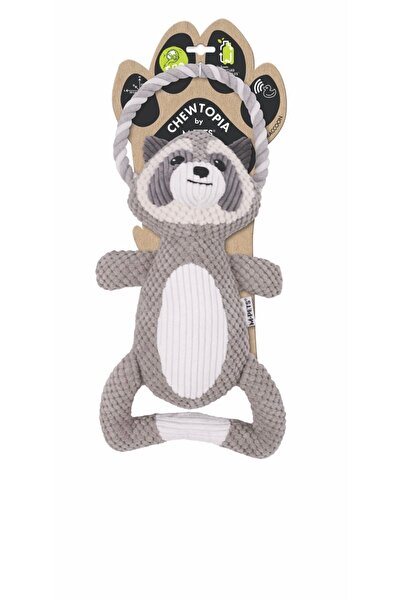 M-PETS Eco Chewtopia Raccoon Plush Cat and Dog Toy Gray-35X19X8 cm