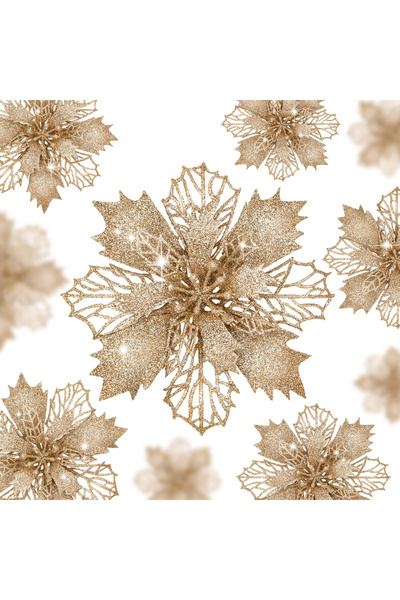 Choice 14 قطعة من الزهور الاصطناعية بلون الشمبانيا الذهبي، 11 سم، زينة شجرة ع...