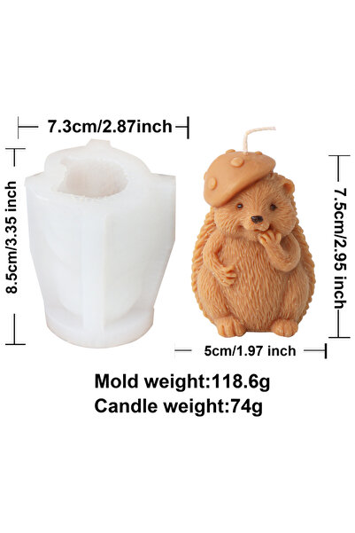 Choice1 قالب قنفذ 6 قوالب سيليكون شمعة قنفذ لطيفة ثلاثية الأبعاد على شكل حيوا...