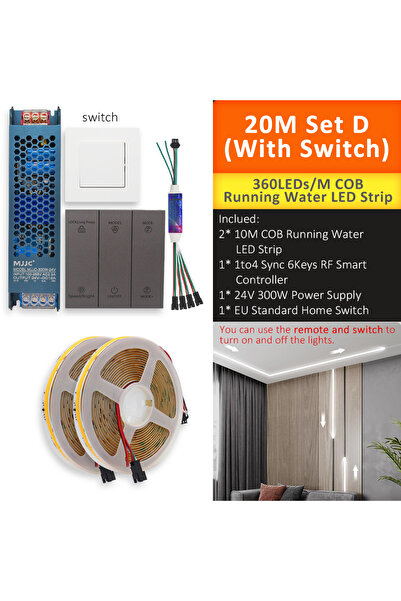 Choice Warm White 20M Set D 24V COB Sync Running Water LED Strip Light WS2811...