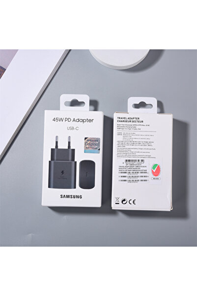 Samsung Black EU Plug box USB C Charger 45W Super Fast Charging Power Chargeur EU UK Adapter EP-TA845 For