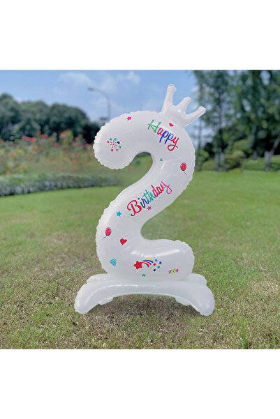 Choice بالون عيد ميلاد رقمي مقاس 32 بوصة، أبيض، قائم ، مطبوع عليه عبارة عيد م...