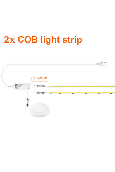 Choice قابس طاقة أوروبي أبيض دافئ 5 أمتار 16.4 قدمًا شريط LED مكون من قطعتين لوحة صوتية LED شريط إضاءة COB زخرفي