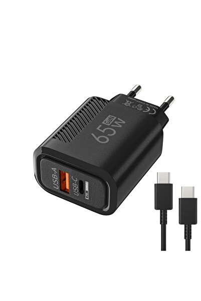 Choice شاحن سريع USB من النوع C بتقنية GaN بقوة 65 واط، أسود اللون، مزود بكاب...