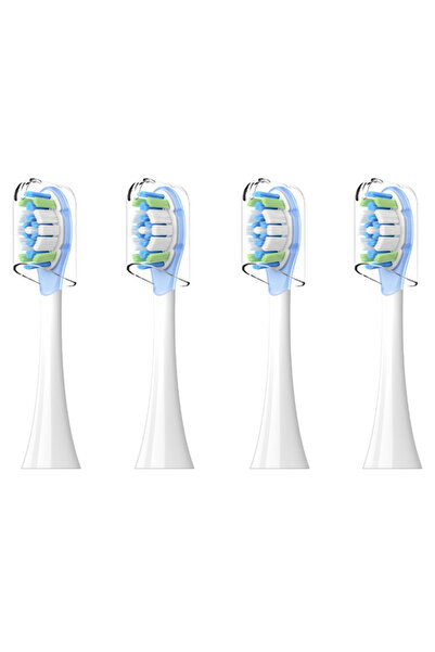 Choice رؤوس فرشاة بديلة بيضاء مكونة من 4 قطع لفرشاة الأسنان الكهربائية المتذب...