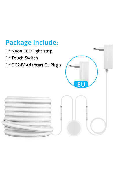 Choice مصباح LED COB ذاتي اللصق أبيض دافئ بطول 5 أمتار، مصباح مطبخ يعمل باللمس، قابل للتعتيم، مزود بمقبس طاقة من الاتحاد الأوروبي، مصباح تحت الخزانة