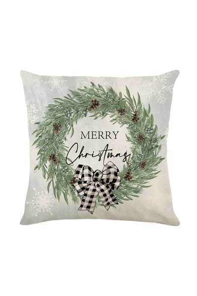 Choice غطاء وسادة من الكتان الفضي لعيد الميلاد المجيد مقاس 45 × 45 سم، غطاء و...