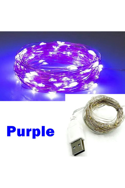 Choice 20 متر - 200 مصباح ليد بنفسجي، سلك نحاسي USB، أضواء جارلاند خيالية، سل...