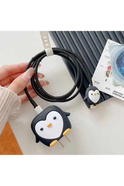 Choice غطاء حماية كابل بيانات الشحن لطيف أسود اللون، 4 قطع، لجهاز iPhone 18/20 واط، غطاء حماية شاحن، ملحقات