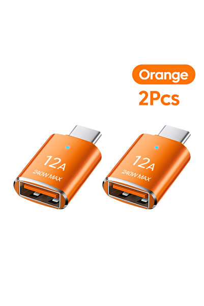 Choice برتقالي قطعتين 12 أمبير محول OTG من النوع C إلى USB A موصل محول شاحن U...