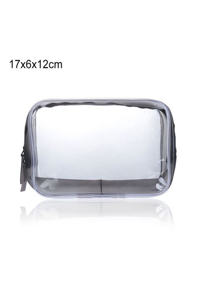 Choice حقيبة مستحضرات تجميل شفافة بسحاب من مادة البولي فينيل كلوريد صديقة للبيئة مقاس 17 × 6 × 12 سم، حقيبة سفر مقاومة للماء للنساء