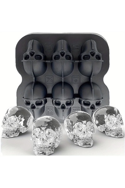 Choice 6 grid 1pc 4-6 cells Skull Ice Ball Mold-3D BPA Free Silicone Tray for Cocktails,Whiskey & Halloween