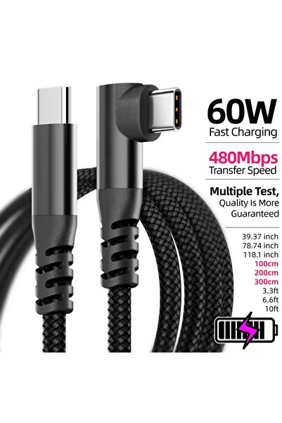 Choice 2 متر، قطعة واحدة من النايلون الأسود المضفر، قطعة واحدة من كابل USB C ...