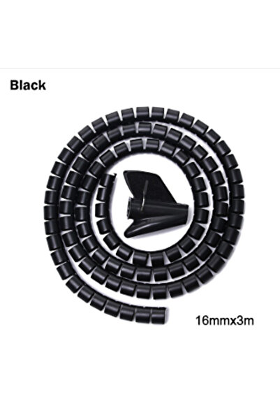 Choice مشابك تنظيم الكابلات الحلزونية المرنة باللون الأسود بطول 2 متر، مقاس 1...
